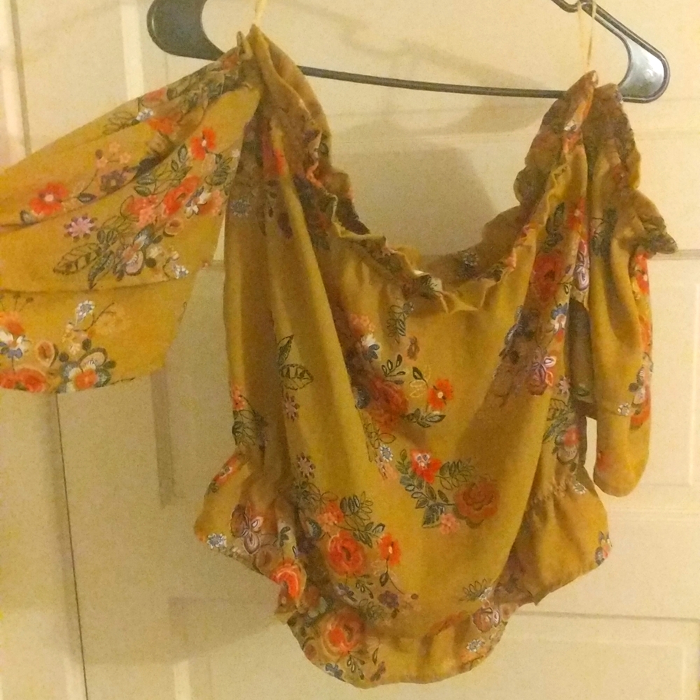 Cropped flowy off shoulder top